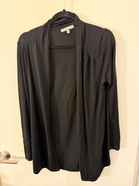 Neiman Marcus Black Open-Front Knit Cardigan